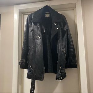 Faux Leather Faux Fur Lined Moto Jacket